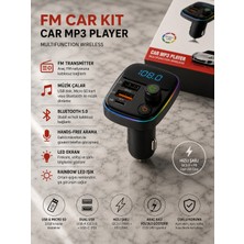 GUNKES Fm Transmitter Bluetooth 5.0 Araç Şarj Cihazı Qc3.0 Pd Hızlı Şarj USB Type-C Rainbow LED Fm Car Kit Mp3 Player HM103
