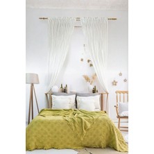 Layan Home 4 Katlı %100 Pamuk Müslin Çift Kişilik Yatak Örtüsü & Pike – Waffle Diamond