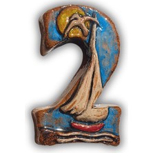 Toprakana Art El Yapımı Deniz Temalı Seramik Kapı No.9 - 8X13 cm - Akdeniz/ege Ruhu - Dekoratif Ev, Villa, Site Girişi, Dış Mekan ve Apartman Girişi