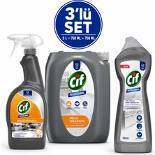 U-Pro Cif Yağ Çözücü 5 L + Yağ Çözücü Sprey 750 ml + Krem Temizleyici 750 ml 3’lü Profesyonel Mutfak Temizlik Seti