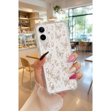Powerfox Samsung Galaxy A07 Uyumlu Cute Gümüş Kelebekler Baskılı Sevimli Telefon Kılıfı MK01A