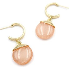 Royaleks Taşlı Halkalı Küpe - Pembe — Renk: Pembe