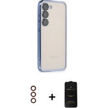 Marsilyan™- Galaxy S23 Plus Kılıf Vadi Minimal - Siyah 6d Antistatik Mat Seramik Hayalet Nano Ekran Koruyucu + Metal Kamera Lens - Kı