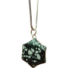 Royaleks Obsidyen Doğal Taşı Zincirli El Yapımı Kolye Uç: 2 cm Zincir: 20 cm Kutulu