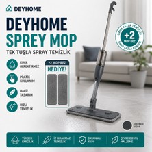 Deyhome Sprey Mop Temizlik Seti | Su Hazneli Spreyli Paspas | Mikrofiber Bezli | Kovasız Pratik Temizlik + 2 Adet Yedek Mop Bez