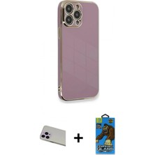 Marsilyan™- iPhone 13 Pro Max Kılıf Yankı Serisi - Siyah 18D Cam Ekran Koruyucu + Rainbow Kamera Lens Koruma Cam - Mr