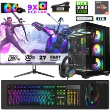Xaser Star X210 Ryzen 5 7500F 16GB Ram 1tb M.2 Nvme SSD 12GB RTX3060 27" 300Hz Oyuncu Bilgisayarı