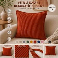 Colormix 45X45 Fitilli Kadife Dekoratif Kırlent Yastık Içi Dolgulu Fermuarlı Yıkanabilir Koltuk Kanepe Kırlenti