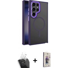 Marsilyan™- Galaxy S24 Ultra Kılıf Yörünge Klasik - Siyah Bilvis 3D Cam Ekran Koruyucu + Kamera Lens Koruma Cam - Sf
