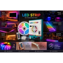 Kumandalı Rgb Şerit LED Aydınlatma Seti 5m Tv Arkası Ambiyans Aydınlatması Mutfak Aydınlatması Yatak Altı Aydınlatması Koridor Aydınlatma