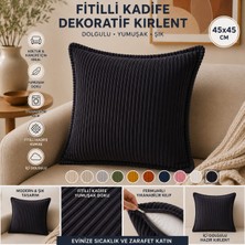 Colormix 45X45 Fitilli Kadife Dekoratif Kırlent Yastık Içi Dolgulu Fermuarlı Yıkanabilir Koltuk Kanepe Kırlenti