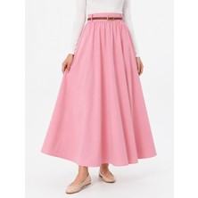 Foremia Büzgülü Kemer Detay Soft Etek-Pembe -