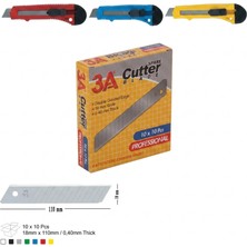Ark 3A Profesyonel Maket Bıçağı Yedeği 18 mm Karışık Renk 1 Adet Maket Bıçağı 10'lu Yedek Bıçak
