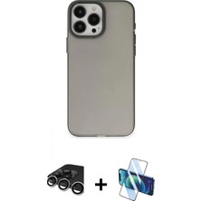 Marsilyan™- iPhone 15 Pro Max Kılıf Ahenk Çizgi Prime - Siyah 3D Antistatik Seramik Nano Ekran Koruyucu + Raze Metal Kamera Lens - Gs