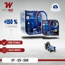 Wollmat 12V H7 55W Beyaz Işık Halojen Ampul  %150 Daha Fazla Işık Uzun Ömürlü