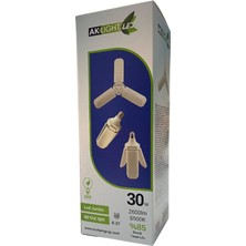 Aklight Jumbo 30W Katlanabilir 3 Kanatlı Pervane LED Ampul 2600LM 6500K Süper Beyaz Işık E27