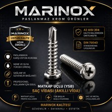 Marinox 3,9 mm Matkap Uçlu (Ysb) Saç Vidası (Akıllı Vida) Dın 7504O A2 Aısı 304 Kalite Paslanmaz Krom