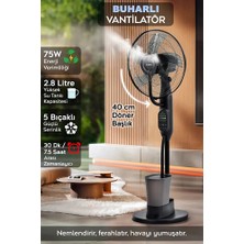 The Wlue Uzaktan Kumandalı Buzlu Vantilatör Buharlı 3l Nemlendirici Fan Zaman Ayarlı Ultra Sessiz Tekerlekli