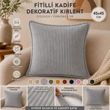 Colormix 45X45 Fitilli Kadife Dekoratif Kırlent Yastık Içi Dolgulu Fermuarlı Yıkanabilir Koltuk Kanepe Kırlenti