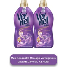 Vernel Max Taze Lavanta 1.44 lt Konsantre Yumuşatıcı 2'li Set 60 Yıkama Uzun Süreli Ferahlık