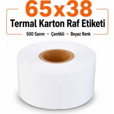 RULORULO 65X38 65X38 Termal Karton Raf Etiketi Çentikli 500 Sarım 1 Adet