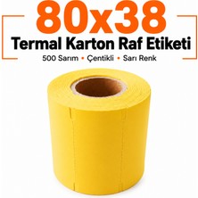 RULORULO 80X38 Termal Karton Raf Etiketi Sarı Renk 500 Sarım