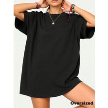 Afri Premium Kalite Siyah Geniş Kesim Oversize T-Shirt - Düşük Omuzlu Pamuklu Bol Tişört