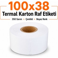 RULORULO 100X38 Termal Karton Raf Etiketi 1 Adet 350 Sarım Çentikli