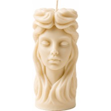 Waxera Antik Kadın Büstü Mum 12 cm %100 Doğal Soya Wax El Yapımı Dekoratif Heykel Mum