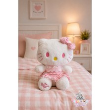 Vagon Toys Hello Kitty Peluş Oyuncak Pembe Ekose Elbiseli Inci Detaylı Uyku Arkadaşı – 30 cm Yumuşak Kız Çocuk & Sevgili Hediyesi