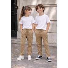 Baby Lory Kids Store Unisex Çocuk Beli Lastikli Kanvas Pantolon