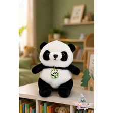 Vagon Toys Panda Peluş Oyuncak Siyah Beyaz Gerçekçi Tasarım Kolyeli Uyku Arkadaşı – 25 cm Yumuşak Yıkanabilir Çocuk & Hediye