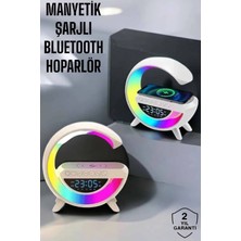 sbodurhome Bluetooth Hoparlör 15W Kablosuz Hızlı Şarj LED Gece Lambası