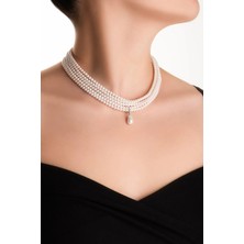 So CHIC Margaret 18 Ayar Beyaz Altın Kaplama 42 Cm Gümüş İnci Gerdanlık