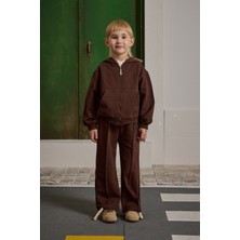 Fahhar Kids Kapüşonlu Basic Eşofman Takımı Kahverengi