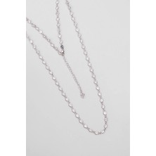 So CHIC Minimal Işıltı 18 Ayar Beyaz Altın Kaplama 65 Cm Gümüş Kolye