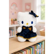 Vagon Toys Hello Kitty Peluş Oyuncak Lacivert Altın Detaylı Saten Elbiseli Uyku Arkadaşı – 30 cm Yumuşak Kız Çocuk & Sevgili Hediyesi
