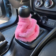 sbodurhome Yumuşak Peluş Vites Körüğü Vites Süsü Şeker Pembe