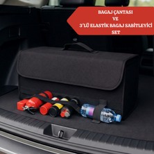 Multi Trendy Araba Bagaj Çantası Siyah Oto Bagaj Düzenleyici ve 3'lü Elastik Bant Bagaj Toplayıcı Set