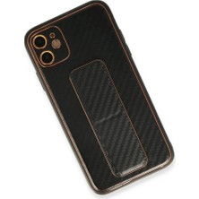 sbodurhome  Iphone 12 Kılıf Coco Karbon Standlı Kapak - Siyah
