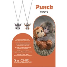 So CHIC Punch 18 Ayar Beyaz Altın Kaplama 43 Cm Gümüş Kolye Zirkon Taşlı Kadın Temalı Tasarım