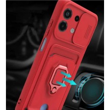 sbodurhome  Xiamoı Redmi Note 13 4g Kılıf Zuma Kartvizitli Yüzüklü Silikon - Kırmızı