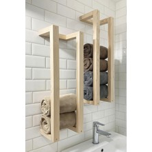 Nest Woodtr Doğal Masif Ham Ahşap Havluluk – Dekoratif Banyo Rafı - Banyo Havlu Düzenleyici 60X20CM (1 Adet)