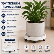 Elasu 360° Tekerlekli Çok Amaçlı Taşıma Standı – Tüp, Saksı ve Damacana Altlığı-Kirli beyaz