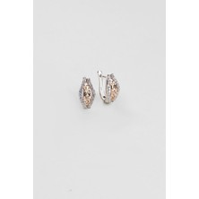 So CHIC Modern Stil 18 Ayar Rose ve Beyaz Altın Kaplama Gümüş Küpe