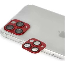 Naturion Newface Apple iPhone 11 Pro Max Pers Alüminyum Kamera Lens - Kırmızı