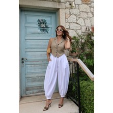 Purple By Banu Beyaz Jogger Şalvar Pantolon