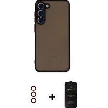 Marsilyan™- Galaxy S23 Plus Kılıf Ahenk Çizgi Serisi - Siyah 6d Antistatik Mat Seramik Hayalet Nano Ekran Koruyucu + Metal Kamera Lens - Kı
