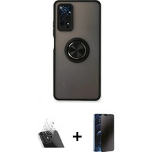 Marsilyan™- Redmi Note 11 Pro Kılıf Yörünge Çizgi - Siyah 3D Antistatik Hayalet Cam Ekran Koruyucu + Kamera Lens Koruma Cam - Sf