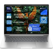 Hp Probook 4 G1I Aı Ultra 7 255U 32GB Ddr5 1tb SSD 14'' Wuxga (1920 x 1200)  300 Nits Windows 11PRO Taşınabilir Bilgisayar D36KLETEX09